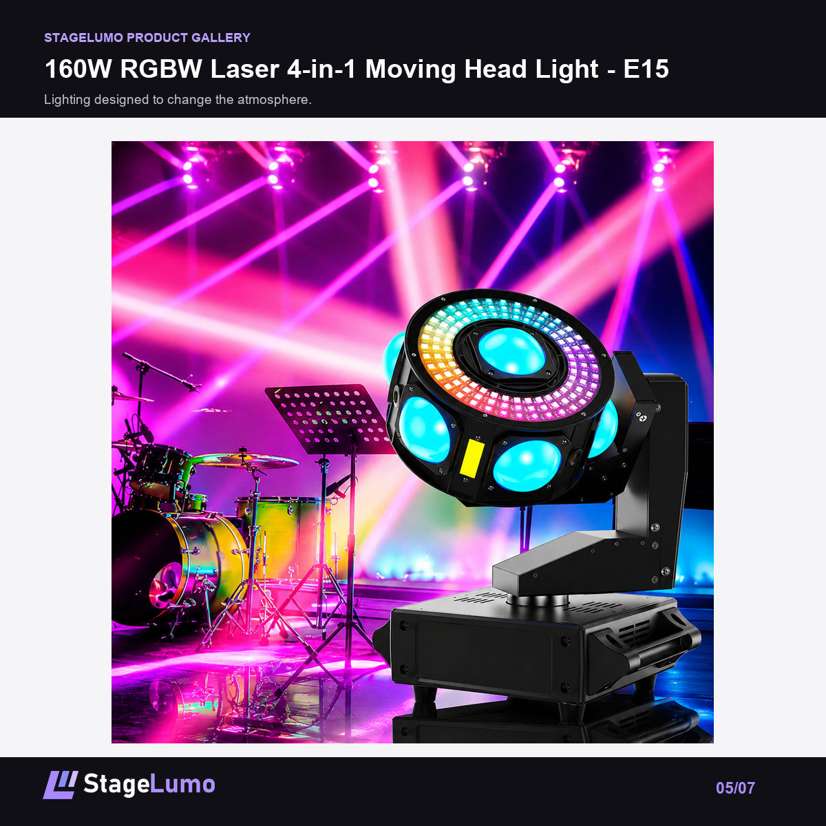 160W RGBW Laser 4-in-1 Moving Head Light - E15 - StageLumo image 5