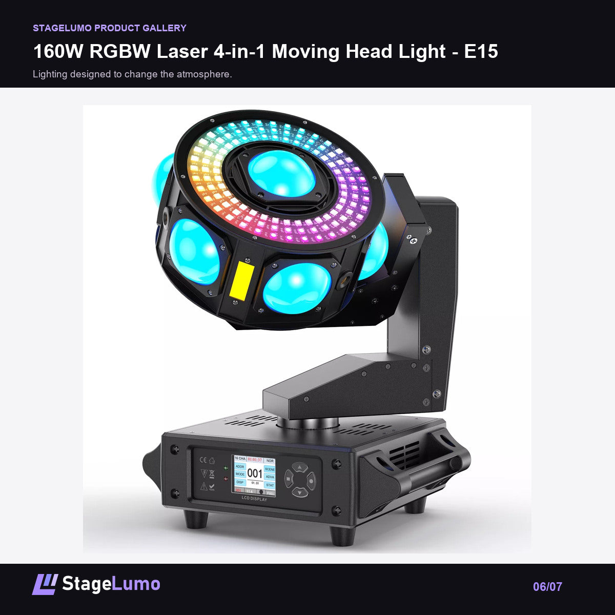 160W RGBW Laser 4-in-1 Moving Head Light - E15 - StageLumo image 6