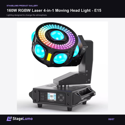 160W RGBW Laser 4-in-1 Moving Head Light - E15 - StageLumo image 6