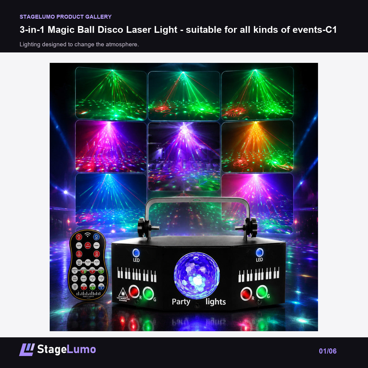 3-in-1 Magic Ball Disco Laser Light - suitable for all kinds of events-C1 - StageLumo image 1