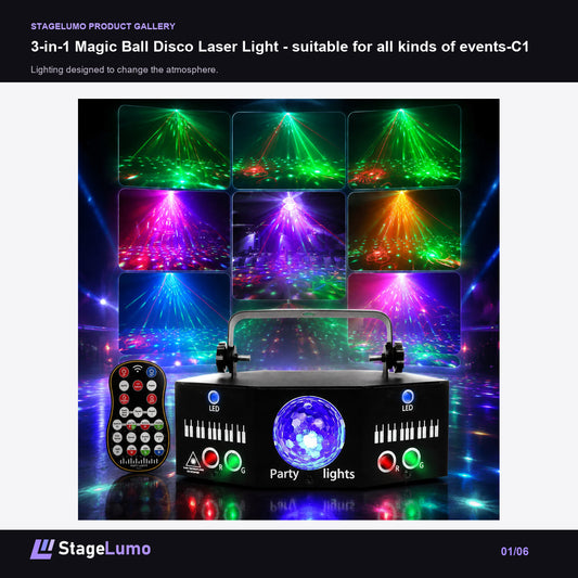 3-in-1 Magic Ball Disco Laser Light - suitable for all kinds of events-C1 - StageLumo image 1