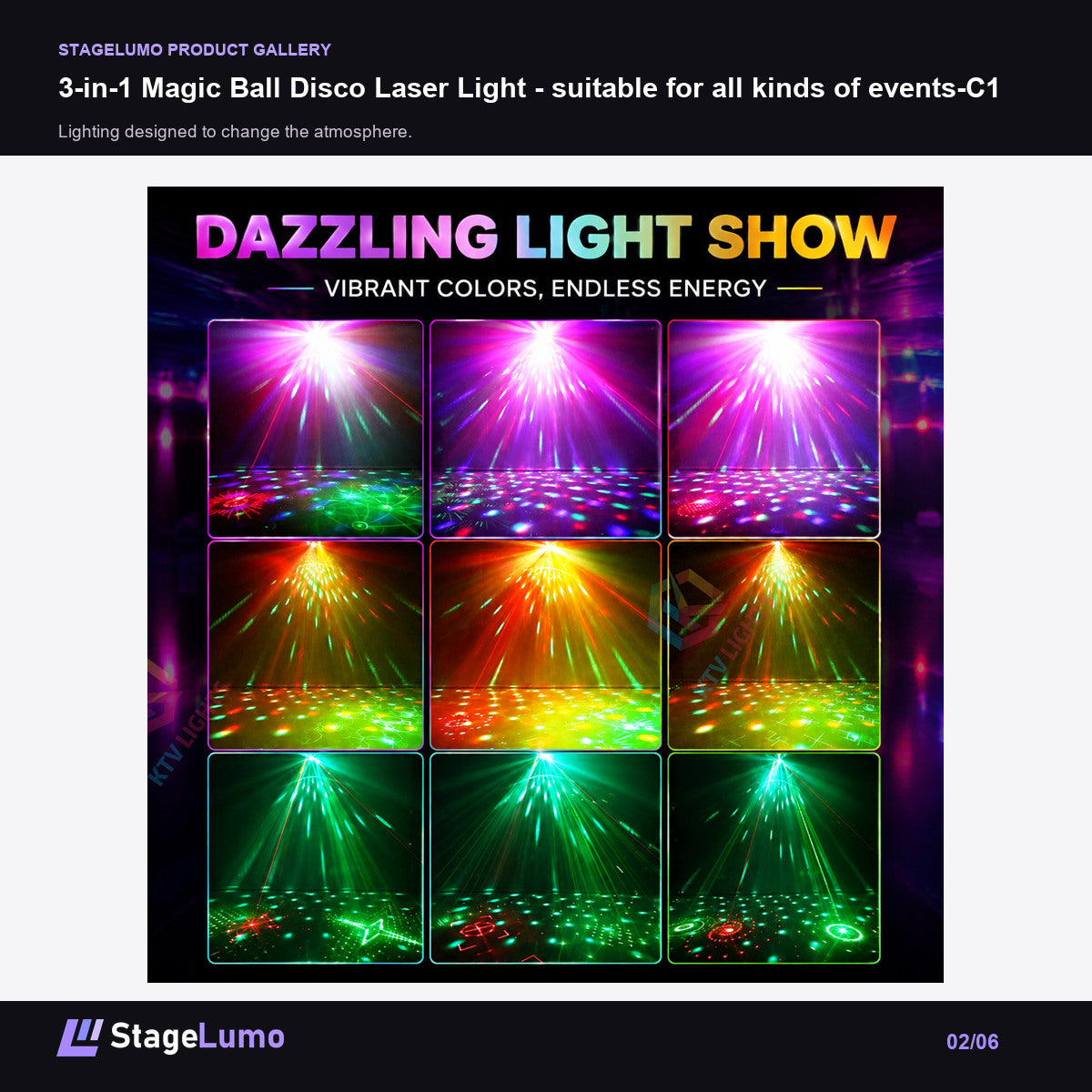 3-in-1 Magic Ball Disco Laser Light - suitable for all kinds of events-C1 - StageLumo image 2
