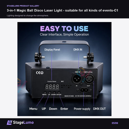 3-in-1 Magic Ball Disco Laser Light - suitable for all kinds of events-C1 - StageLumo image 5