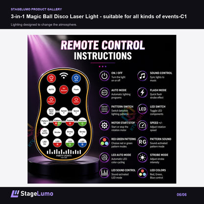 3-in-1 Magic Ball Disco Laser Light - suitable for all kinds of events-C1 - StageLumo image 6
