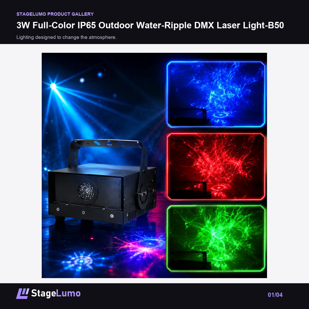 3W Full-Color IP65 Outdoor Water-Ripple DMX Laser Light-B50 - StageLumo image 1