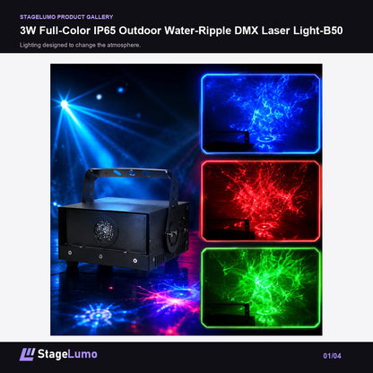 3W Full-Color IP65 Outdoor Water-Ripple DMX Laser Light-B50 - StageLumo image 1