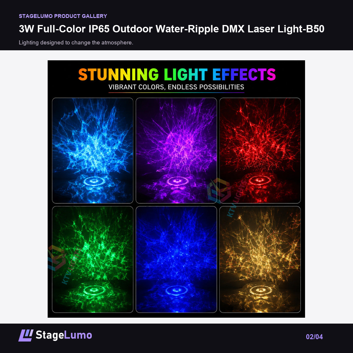 3W Full-Color IP65 Outdoor Water-Ripple DMX Laser Light-B50 - StageLumo image 2