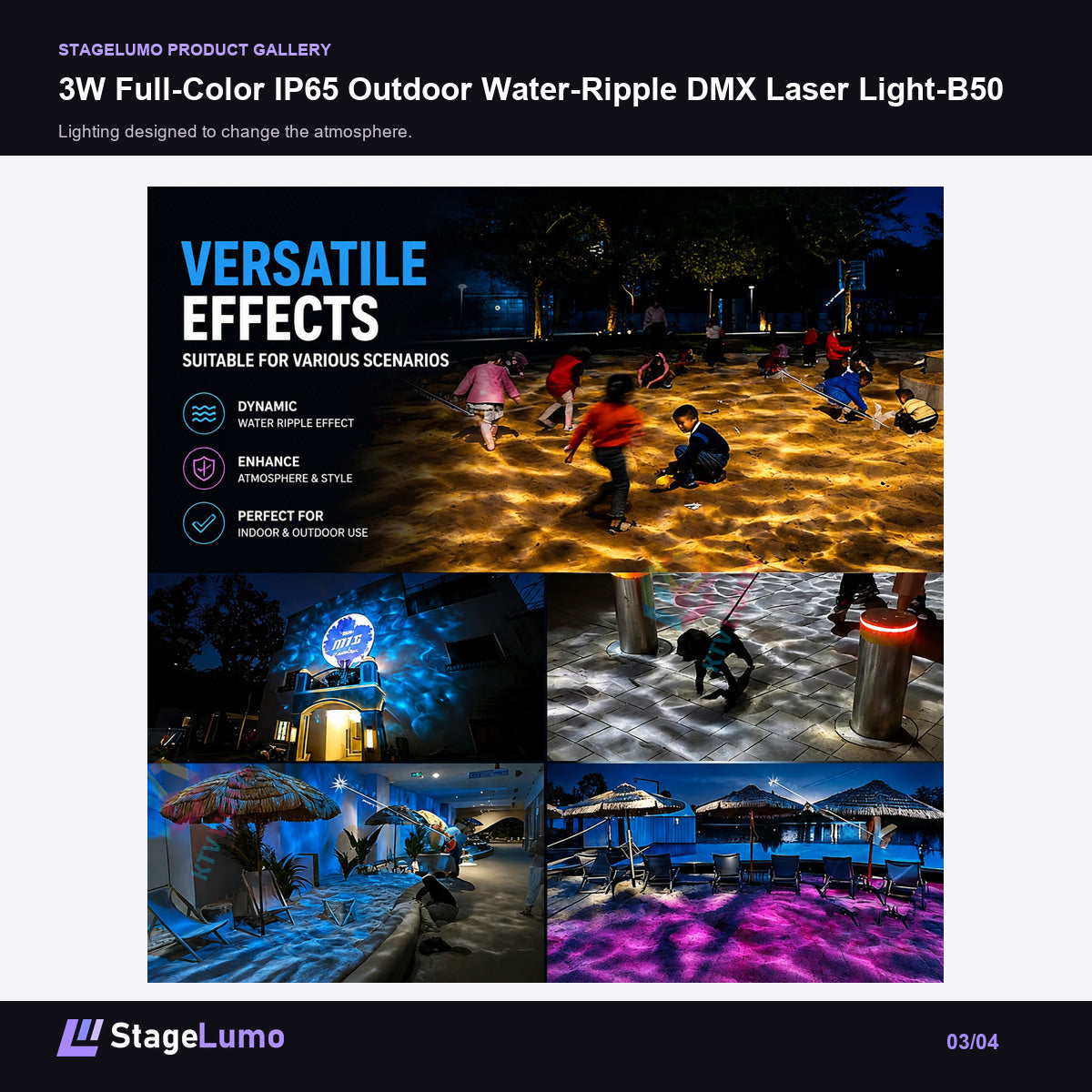 3W Full-Color IP65 Outdoor Water-Ripple DMX Laser Light-B50 - StageLumo image 3