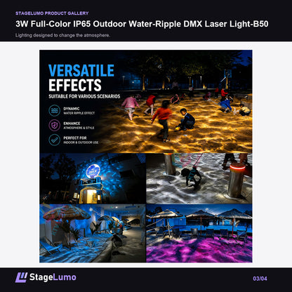 3W Full-Color IP65 Outdoor Water-Ripple DMX Laser Light-B50 - StageLumo image 3