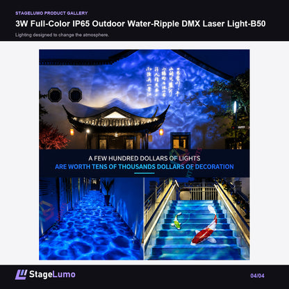 3W Full-Color IP65 Outdoor Water-Ripple DMX Laser Light-B50 - StageLumo image 4