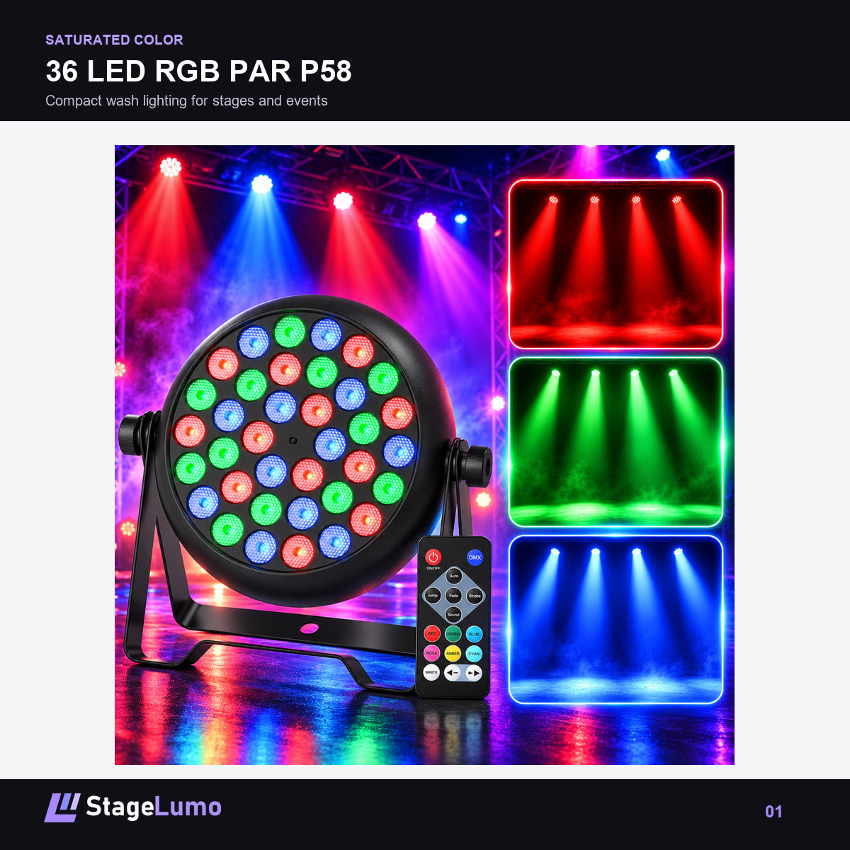 36 LED RGB PAR P58 - StageLumo P58