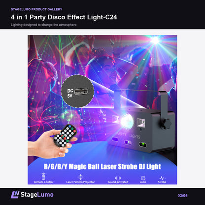 4 in 1 Party Disco Effect Light-C24 - StageLumo image 3