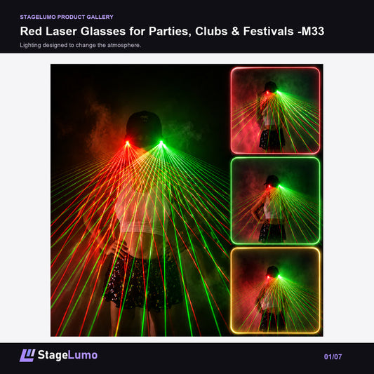 Red Laser Glasses for Parties, Clubs & Festivals -M33 - StageLumo image 1