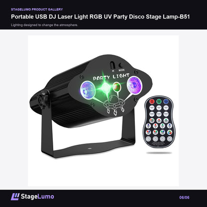 Portable USB DJ Laser Light RGB UV Party Disco Stage Lamp-B51 - StageLumo image 6