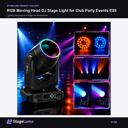 RGB Moving Head DJ Stage Light for Club Party Events-E85 - StageLumo image 1
