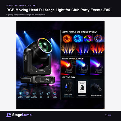 RGB Moving Head DJ Stage Light for Club Party Events-E85 - StageLumo image 3
