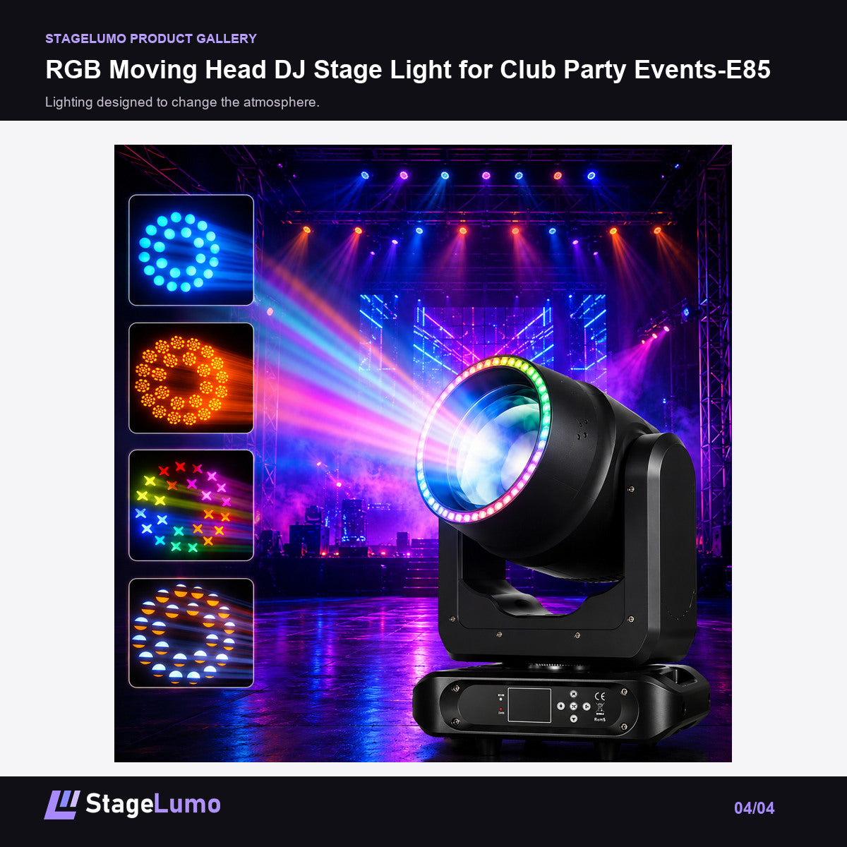 RGB Moving Head DJ Stage Light for Club Party Events-E85 - StageLumo image 4
