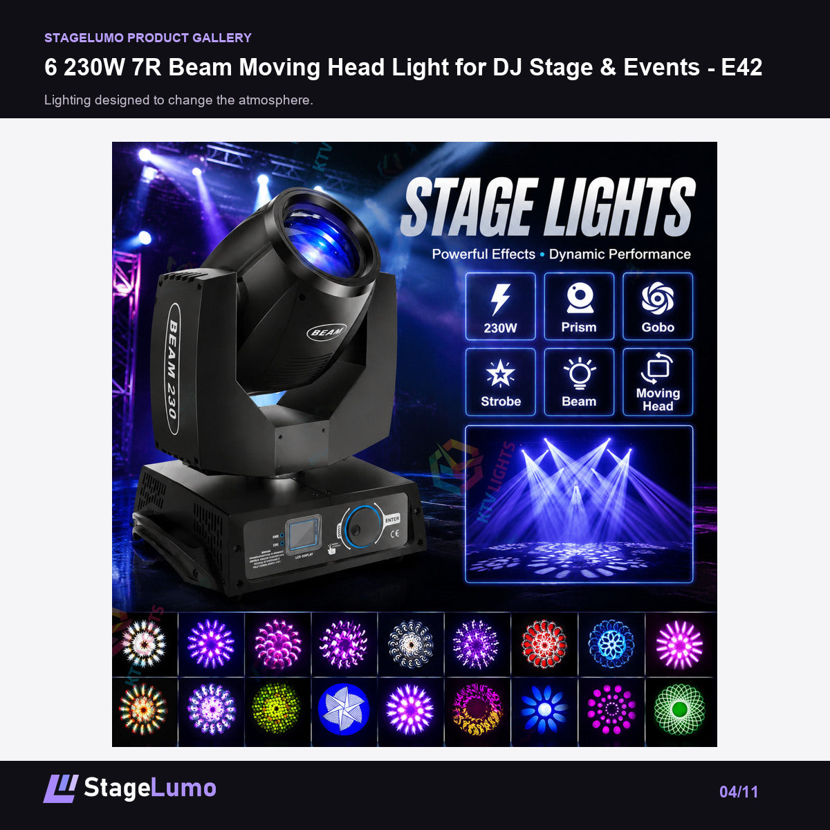 6 230W 7R Beam Moving Head Light for DJ Stage & Events - E42 - StageLumo image 4