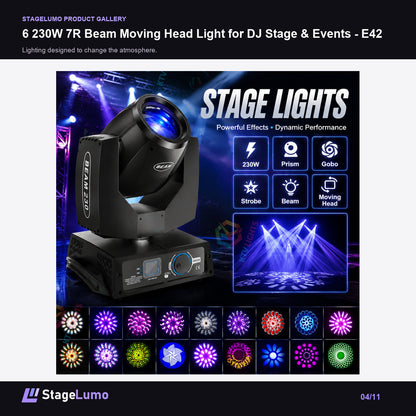 6 230W 7R Beam Moving Head Light for DJ Stage & Events - E42 - StageLumo image 4