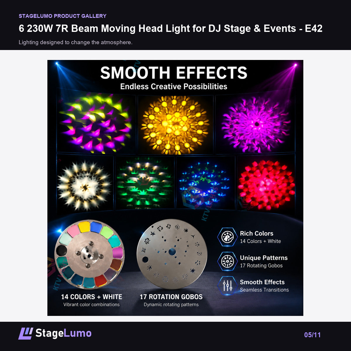 6 230W 7R Beam Moving Head Light for DJ Stage & Events - E42 - StageLumo image 5