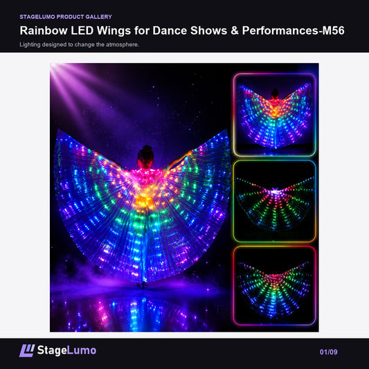 Rainbow LED Wings for Dance Shows & Performances-M56 - StageLumo image 1