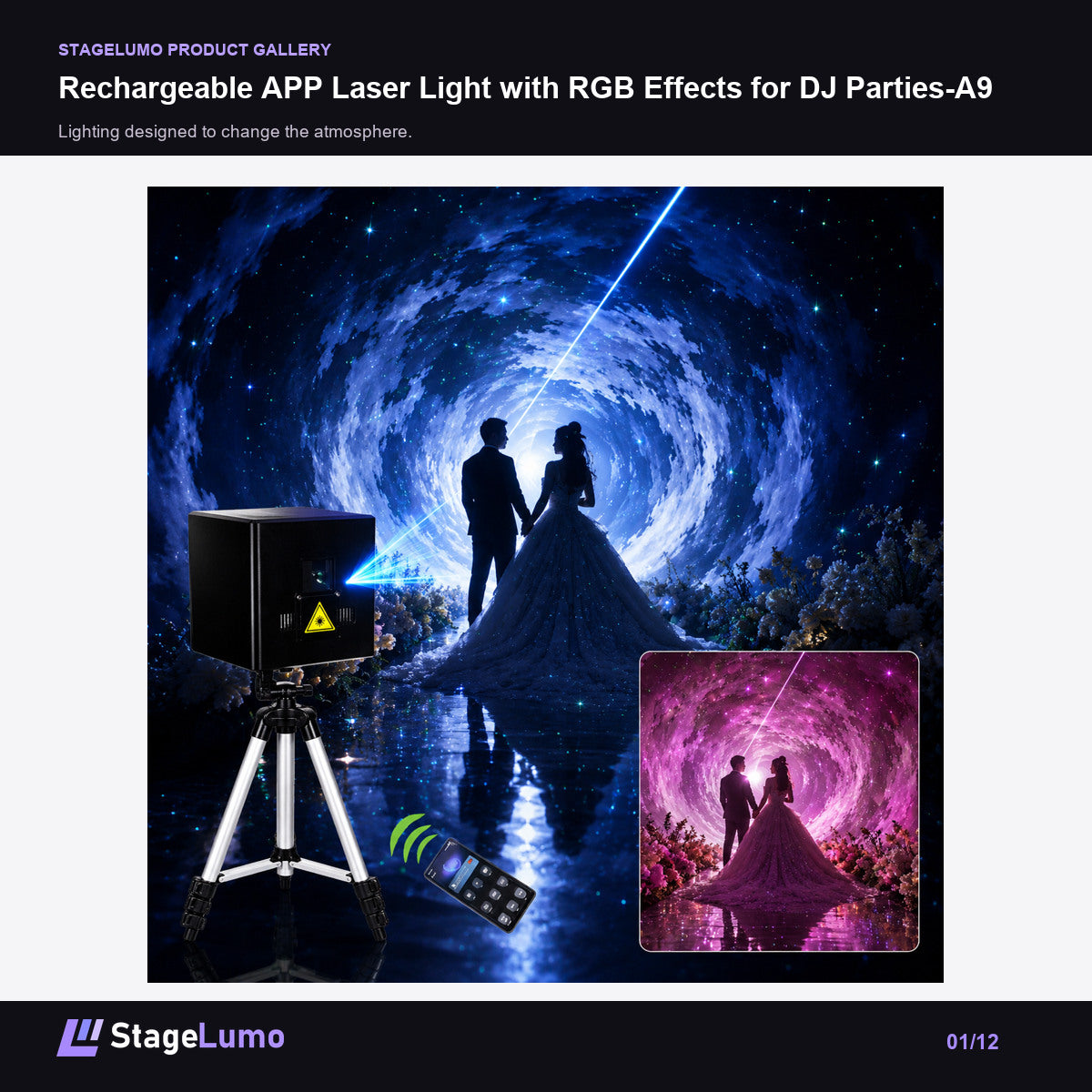 Rechargeable APP Laser Light with RGB Effects for DJ Parties-A9 - StageLumo image 1