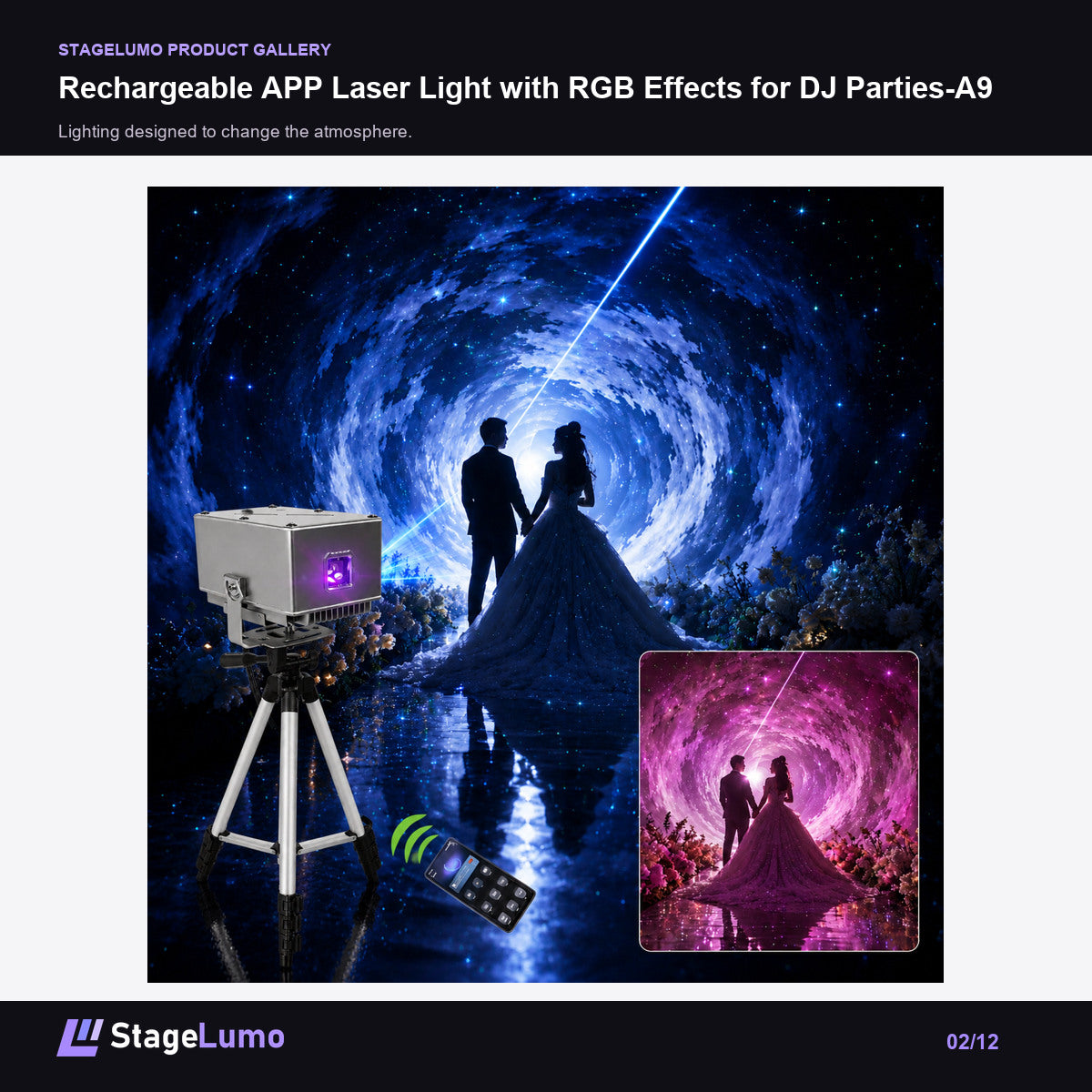 Rechargeable APP Laser Light with RGB Effects for DJ Parties-A9 - StageLumo image 2