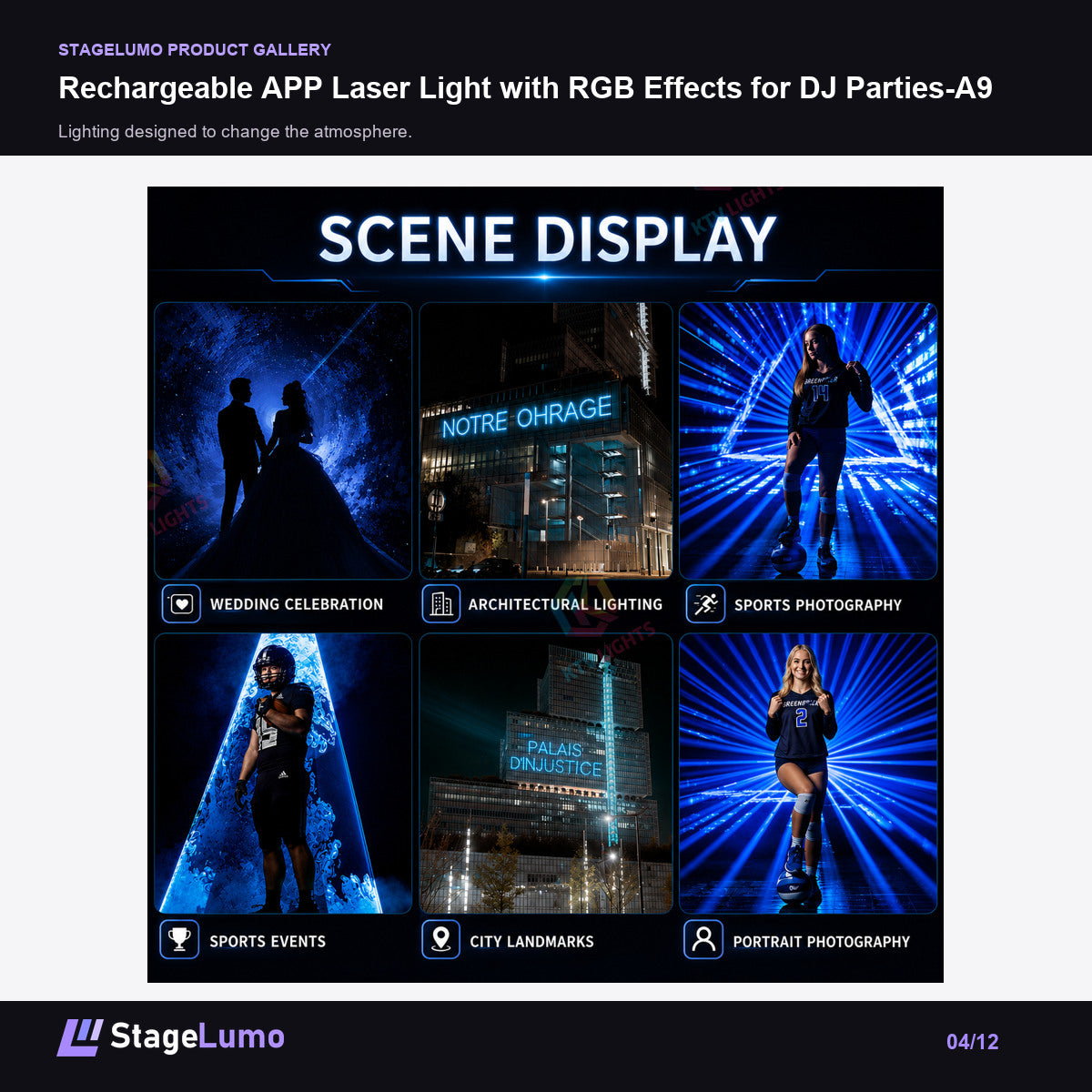 Rechargeable APP Laser Light with RGB Effects for DJ Parties-A9 - StageLumo image 4