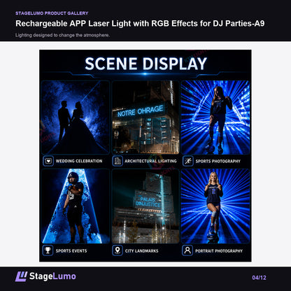 Rechargeable APP Laser Light with RGB Effects for DJ Parties-A9 - StageLumo image 4