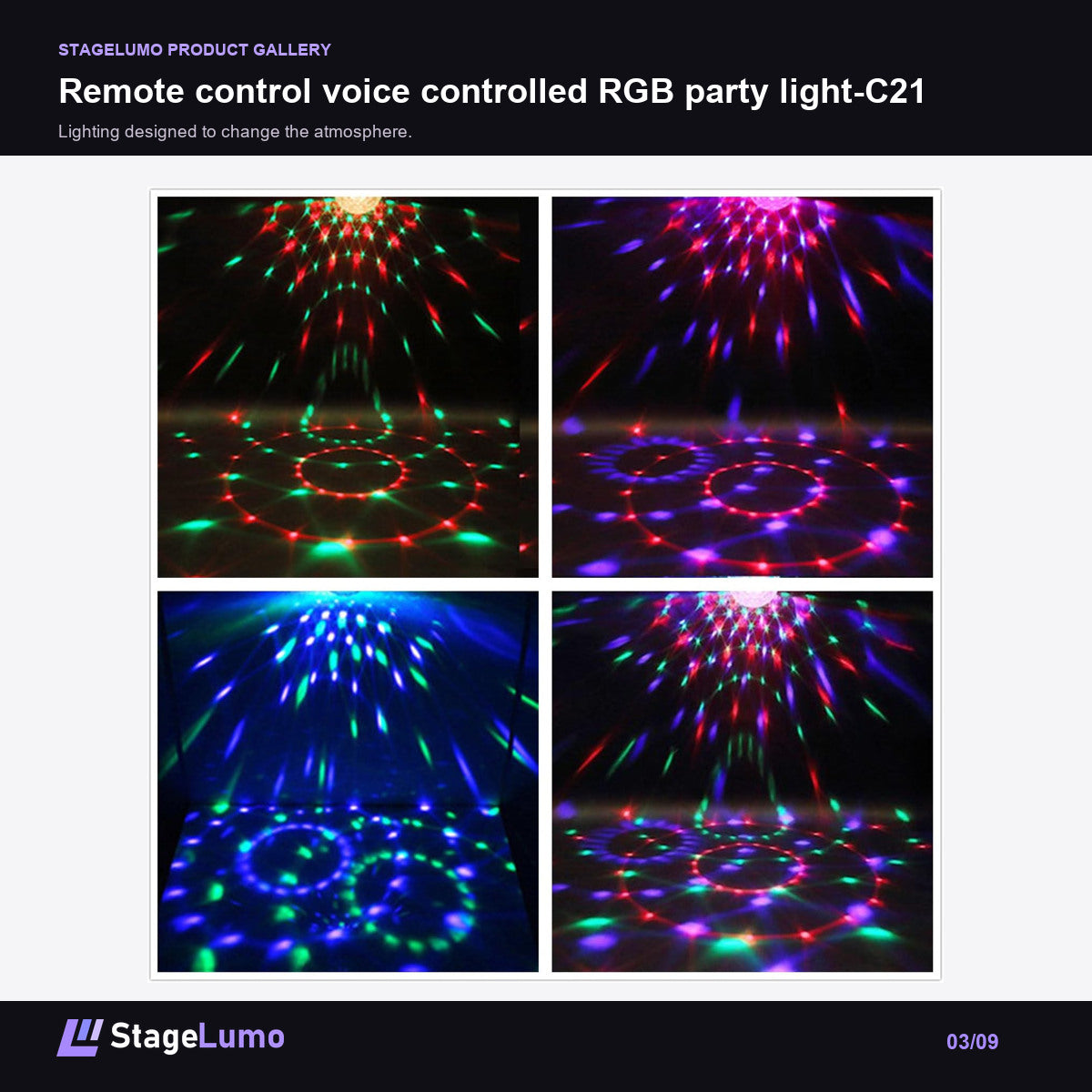 Remote control voice controlled RGB party light-C21 - StageLumo image 3