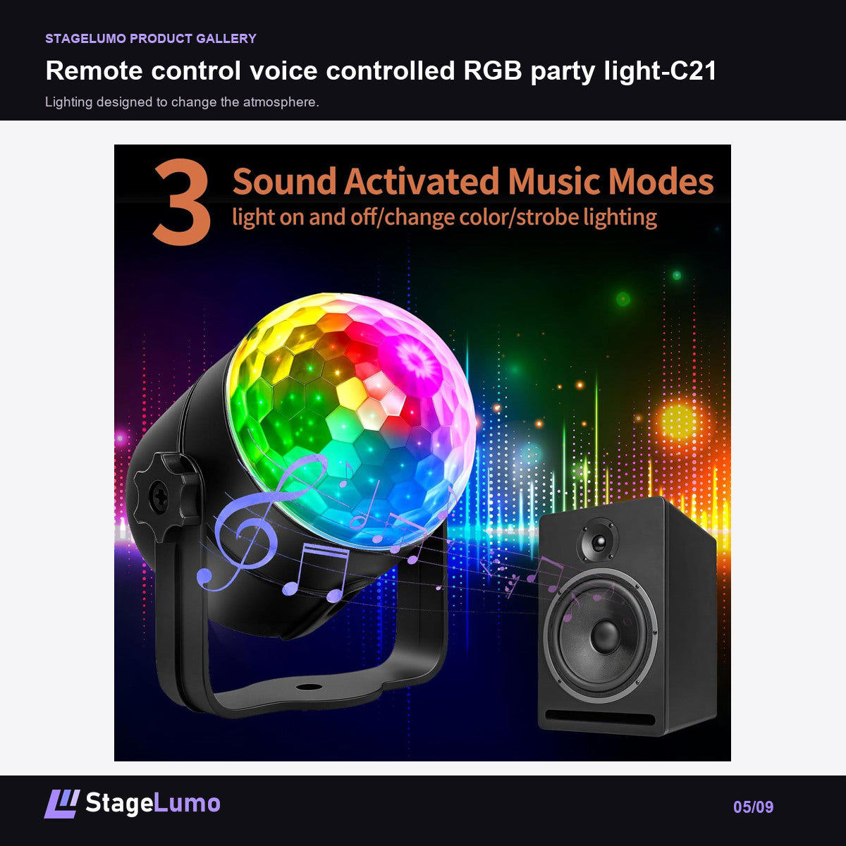 Remote control voice controlled RGB party light-C21 - StageLumo image 5