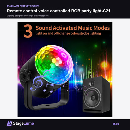 Remote control voice controlled RGB party light-C21 - StageLumo image 5