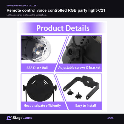 Remote control voice controlled RGB party light-C21 - StageLumo image 6