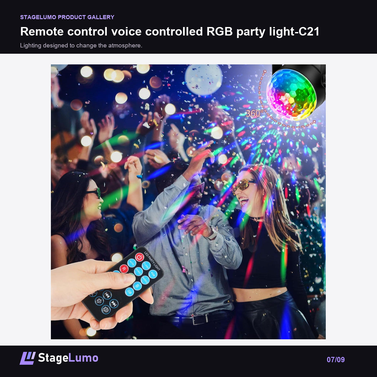 Remote control voice controlled RGB party light-C21 - StageLumo image 7