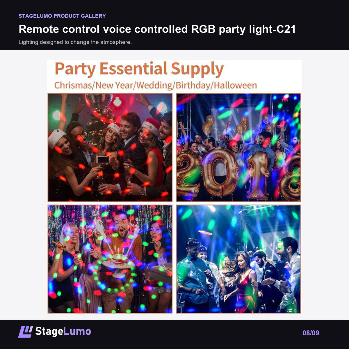 Remote control voice controlled RGB party light-C21 - StageLumo image 8