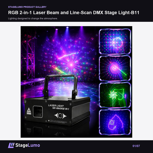 RGB 2-in-1 Laser Beam and Line-Scan DMX Stage Light-B11 - StageLumo image 1
