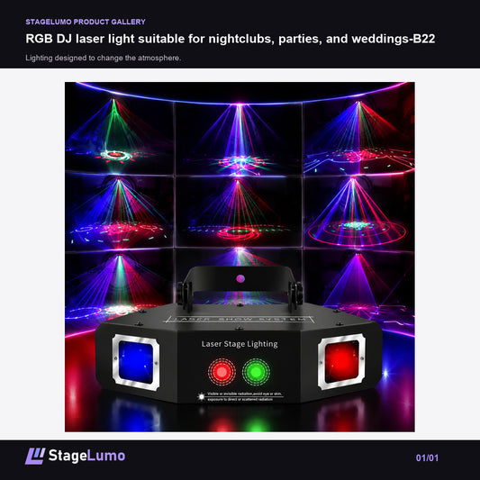 RGB DJ laser light suitable for nightclubs, parties, and weddings-B22 - StageLumo image 1
