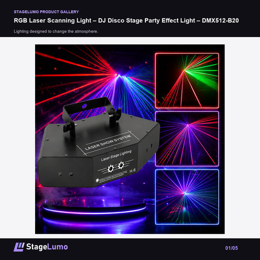 RGB Laser Scanning Light – DJ Disco Stage Party Effect Light – DMX512-B20 - StageLumo image 1