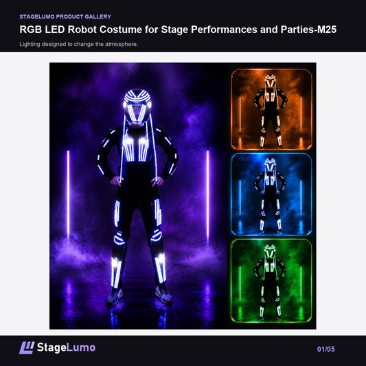RGB LED Robot Costume for Stage Performances and Parties-M25 - StageLumo image 1