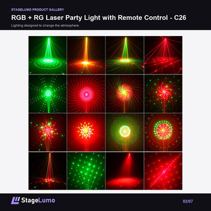 RGB + RG Laser Party Light with Remote Control - C26 - StageLumo image 2