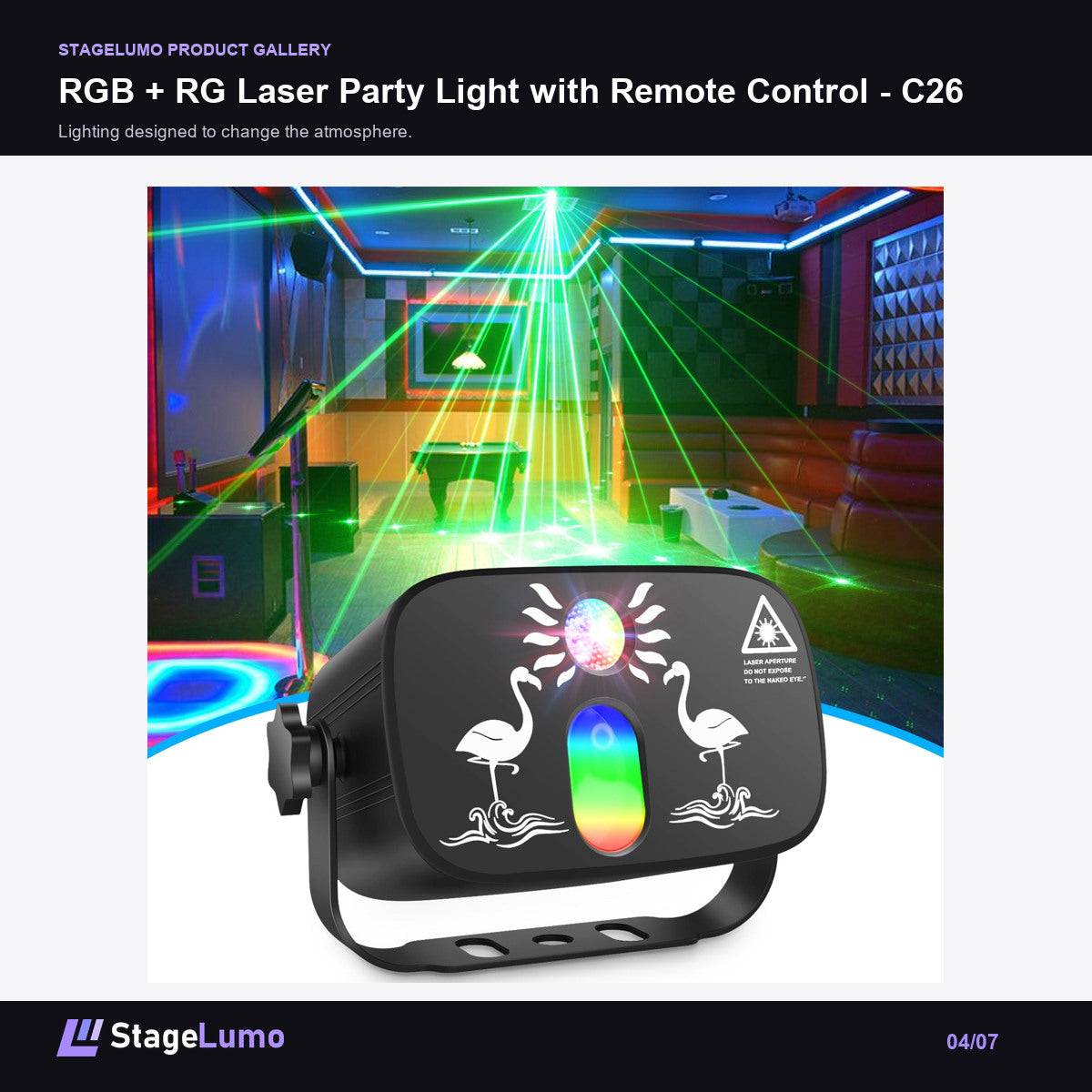 RGB + RG Laser Party Light with Remote Control - C26 - StageLumo image 4