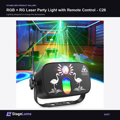 RGB + RG Laser Party Light with Remote Control - C26 - StageLumo image 4