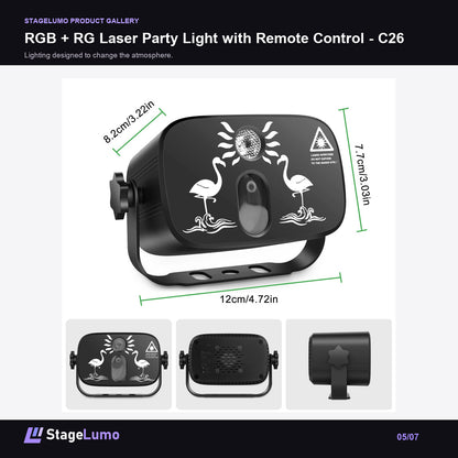 RGB + RG Laser Party Light with Remote Control - C26 - StageLumo image 5