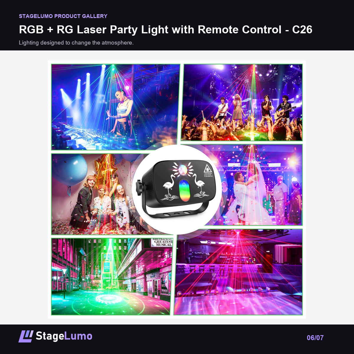 RGB + RG Laser Party Light with Remote Control - C26 - StageLumo image 6