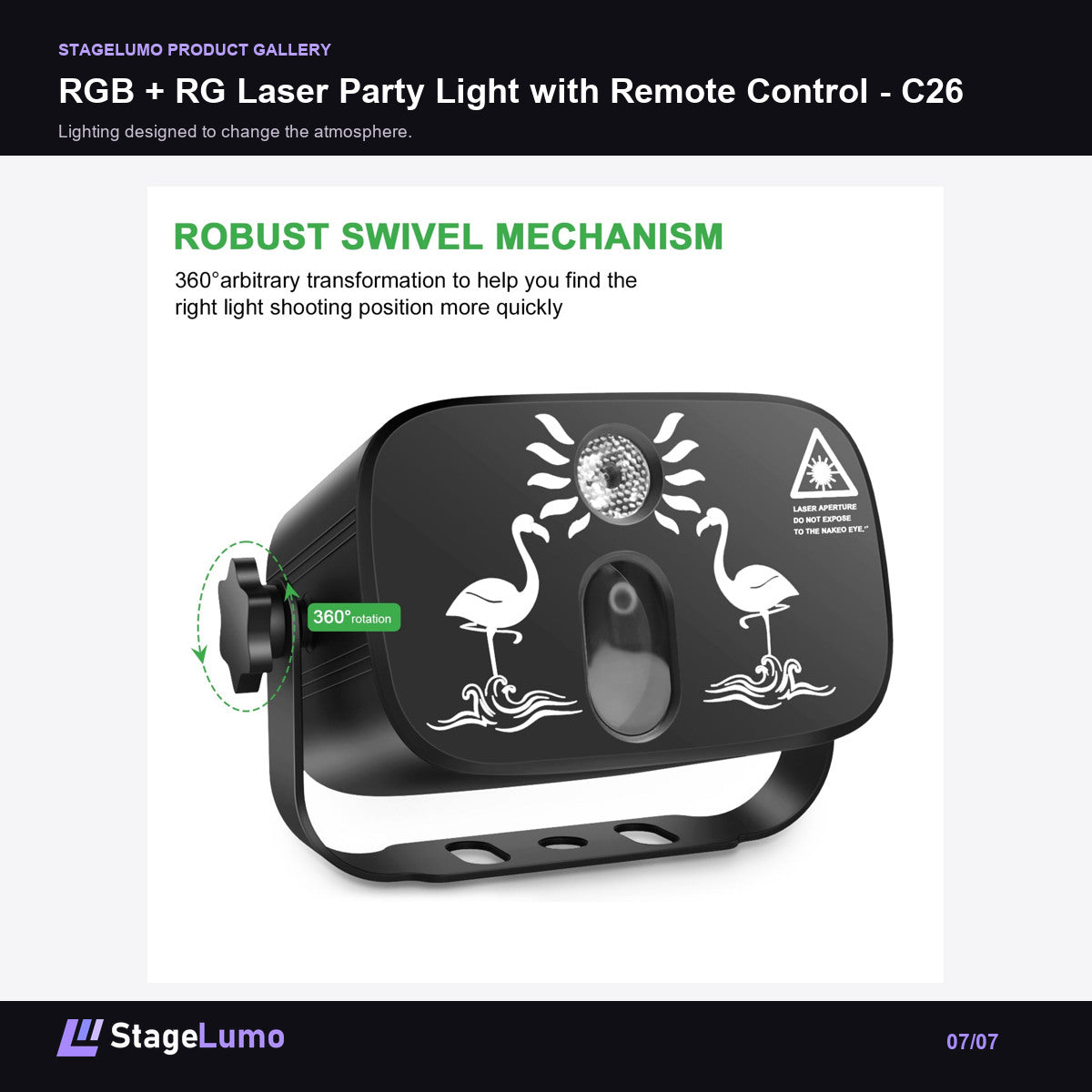 RGB + RG Laser Party Light with Remote Control - C26 - StageLumo image 7