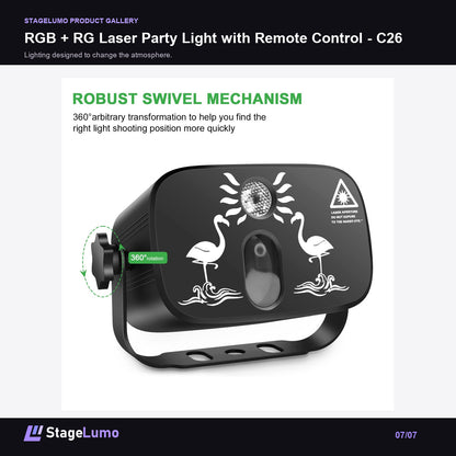 RGB + RG Laser Party Light with Remote Control - C26 - StageLumo image 7
