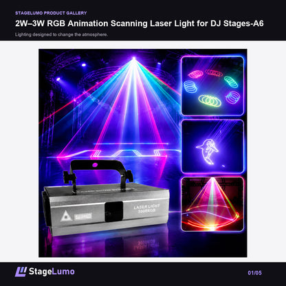 2W–3W RGB Animation Scanning Laser Light for DJ Stages-A6 - StageLumo image 1