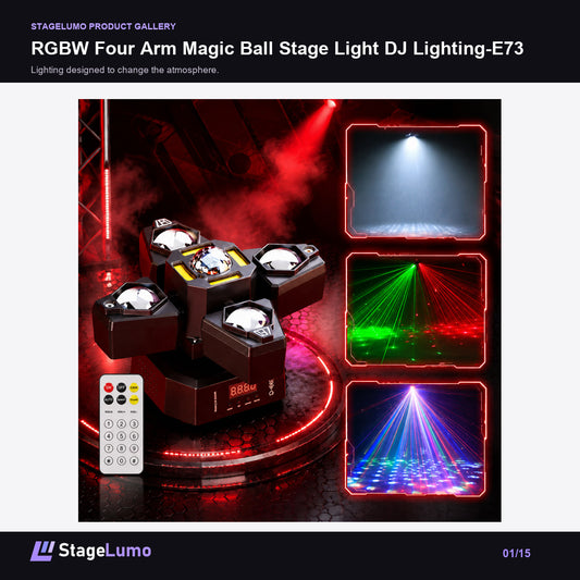 RGBW Four Arm Magic Ball Stage Light DJ Lighting-E73 - StageLumo image 1