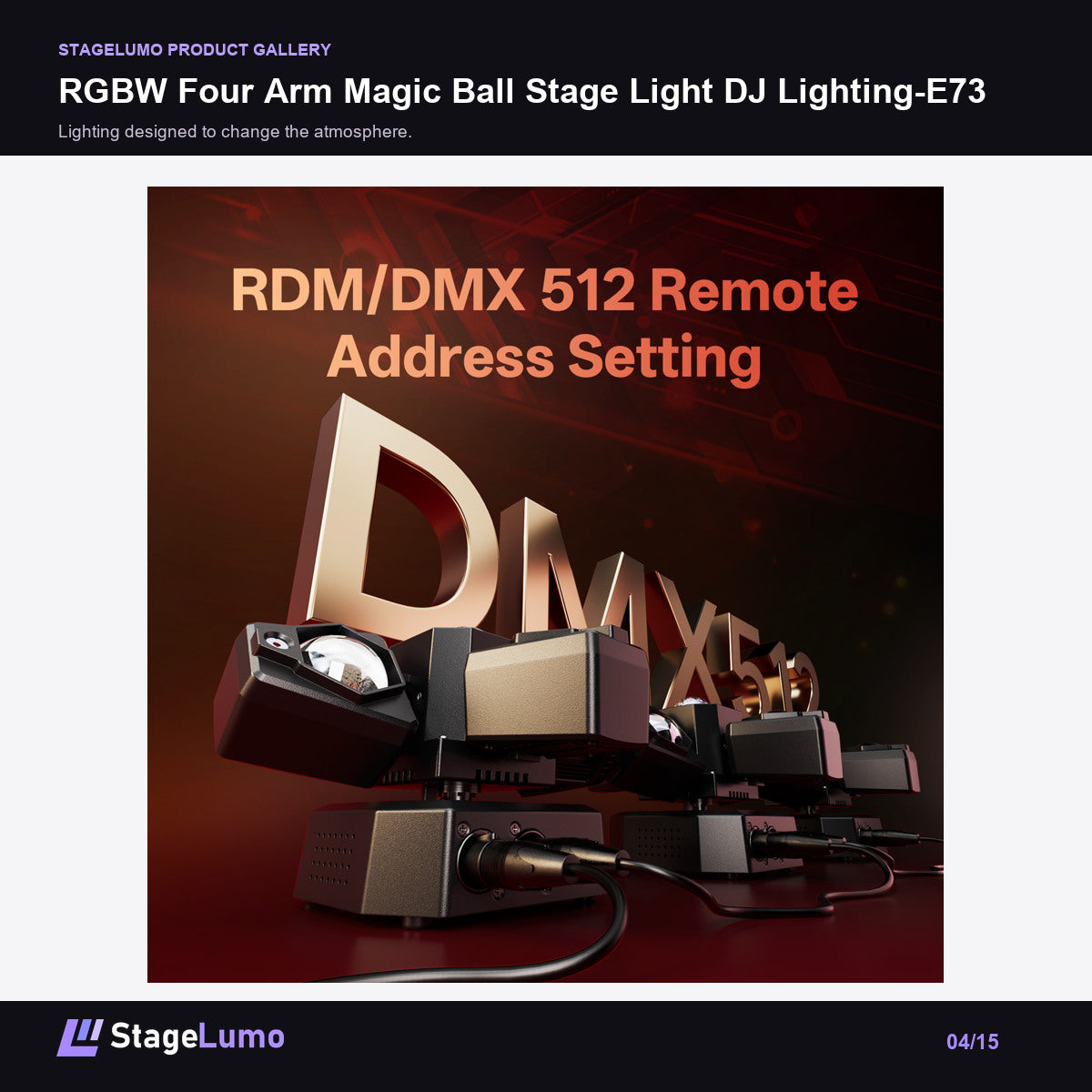 RGBW Four Arm Magic Ball Stage Light DJ Lighting-E73 - StageLumo image 4