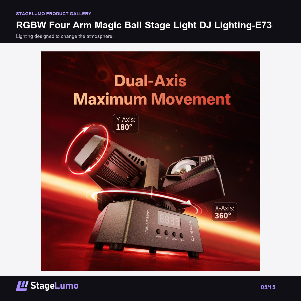 RGBW Four Arm Magic Ball Stage Light DJ Lighting-E73 - StageLumo image 5